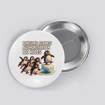 Penguins Against Authoritarian Ice Holes Sarcastic V-Neck  Button