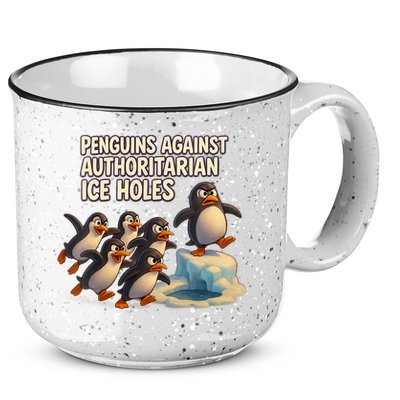 Penguins Against Authoritarian Ice Holes Sarcastic V-Neck  15oz Campfire Ceramic Mug