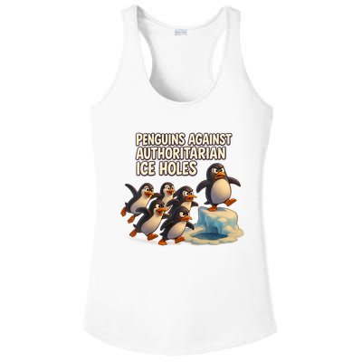 Penguins Against Authoritarian Ice Holes Sarcastic V-Neck  Ladies PosiCharge Competitor Racerback Tank