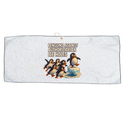 Penguins Against Authoritarian Ice Holes Sarcastic V-Neck  Large Microfiber Waffle Golf Towel