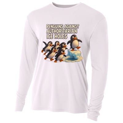 Penguins Against Authoritarian Ice Holes Sarcastic V-Neck  Cooling Performance Long Sleeve Crew