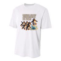 Penguins Against Authoritarian Ice Holes Sarcastic V-Neck  Youth Performance Sprint T-Shirt