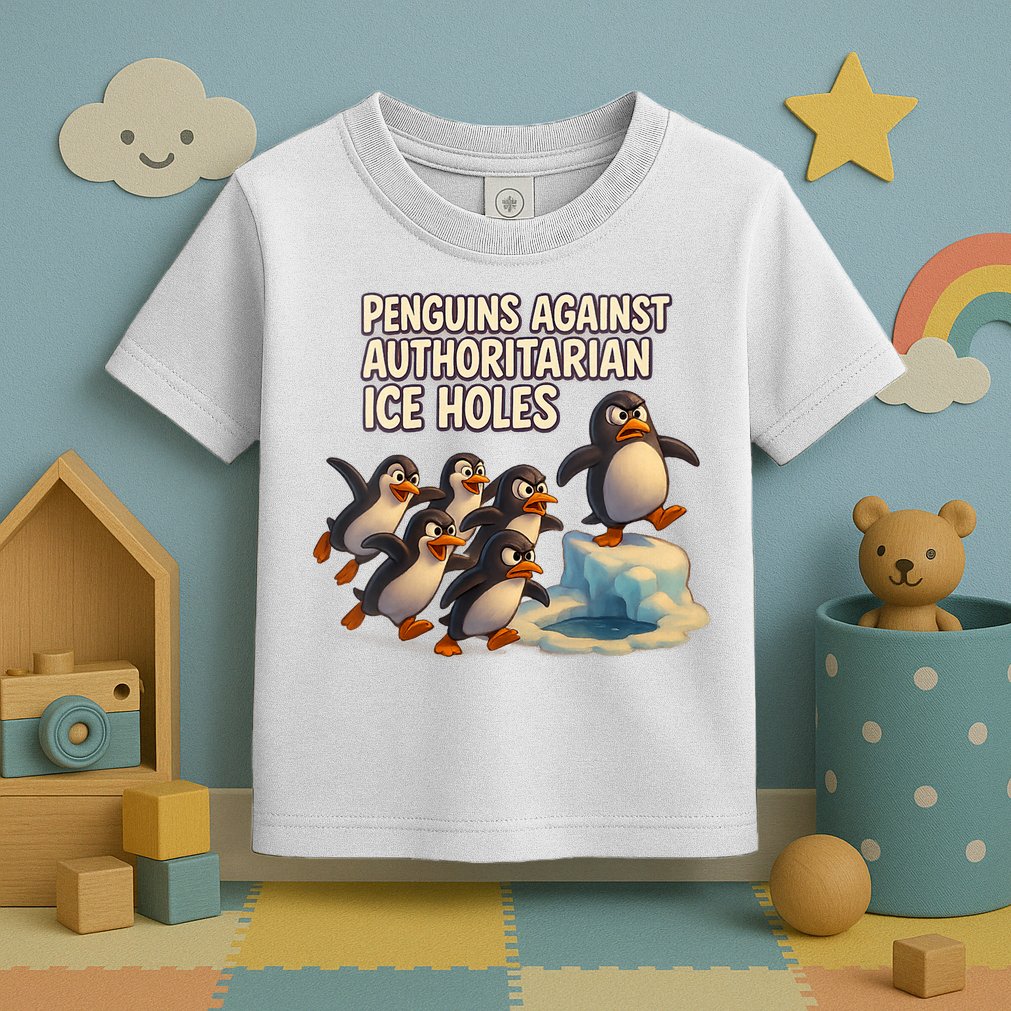Penguins Against Authoritarian Ice Holes Sarcastic V-Neck  Toddler T-Shirt
