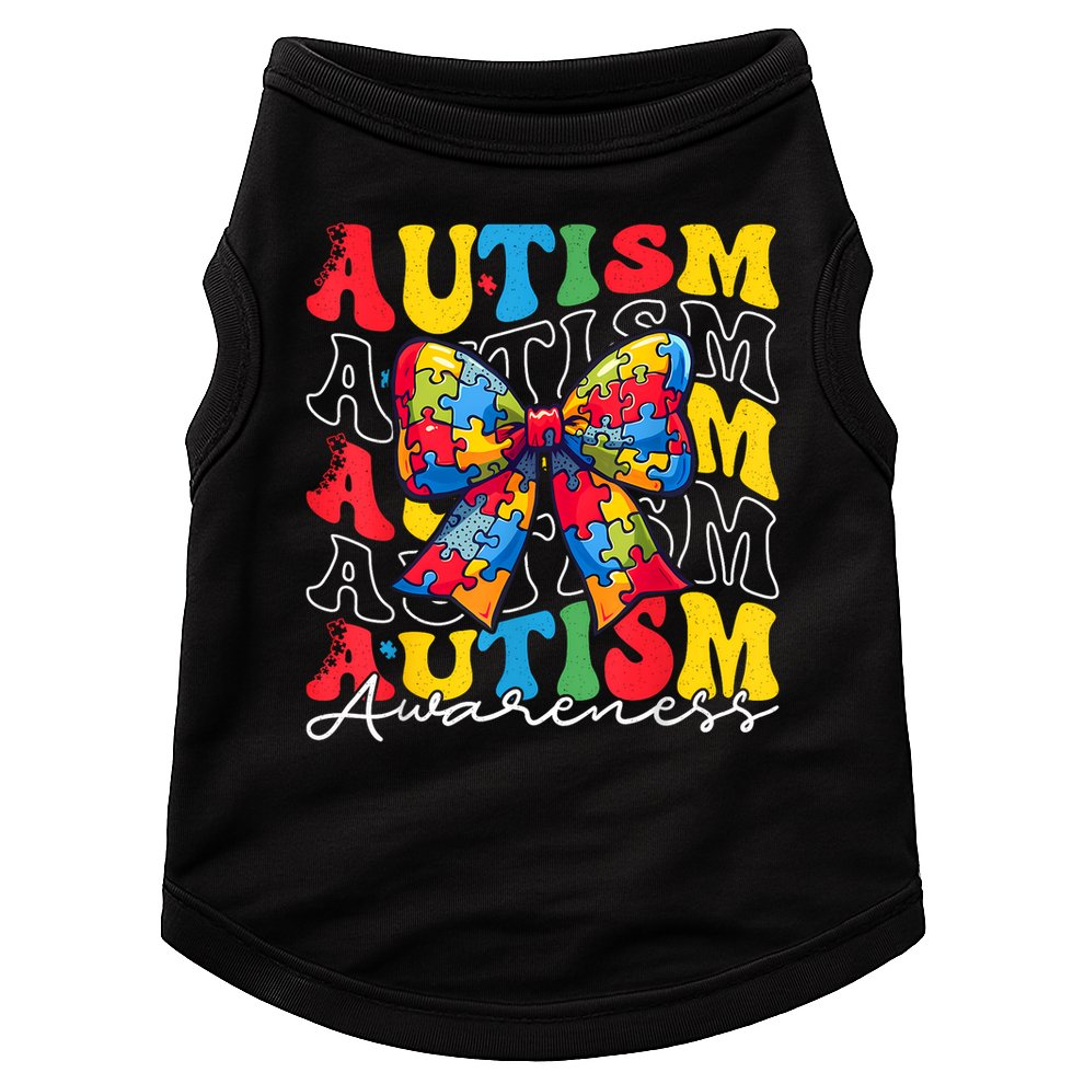 Puzzle Autism Awareness Coquette Bow Autism Awareness Day Doggie Tank