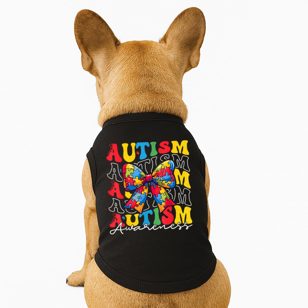 Puzzle Autism Awareness Coquette Bow Autism Awareness Day Doggie Tank