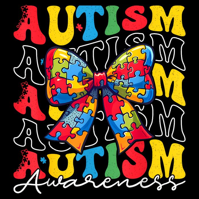 Puzzle Autism Awareness Coquette Bow Autism Awareness Day Flexfit Unipanel Trucker Cap