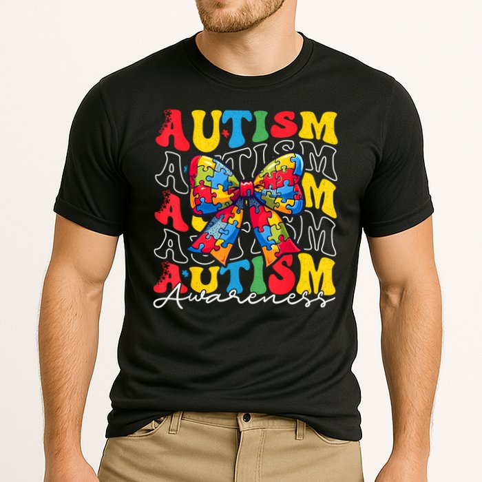 Puzzle Autism Awareness Coquette Bow Autism Awareness Day Cooling Performance Crew T-Shirt