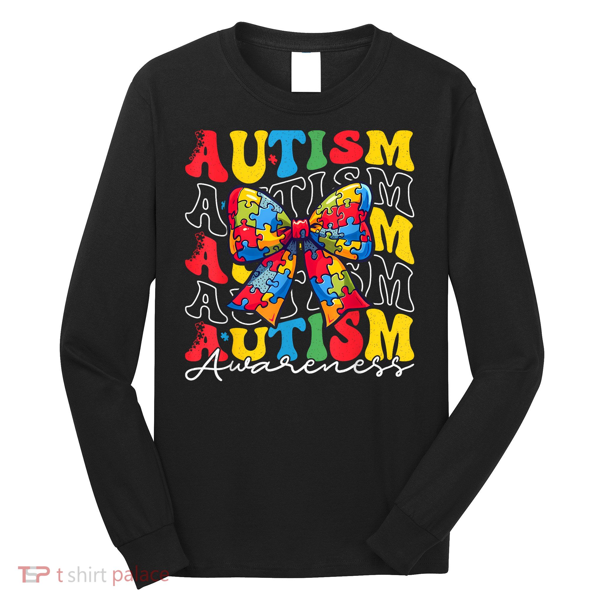 Puzzle Autism Awareness Coquette Bow Autism Awareness Day Long Sleeve Shirt