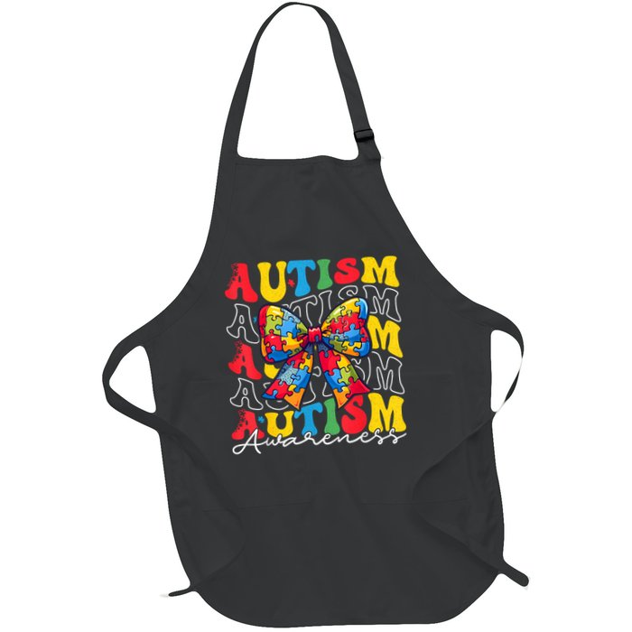 Puzzle Autism Awareness Coquette Bow Autism Awareness Day Apron