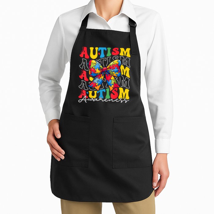 Puzzle Autism Awareness Coquette Bow Autism Awareness Day Apron