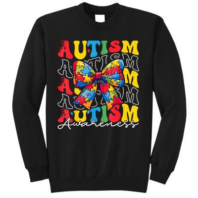 Puzzle Autism Awareness Coquette Bow Autism Awareness Day Sweatshirt