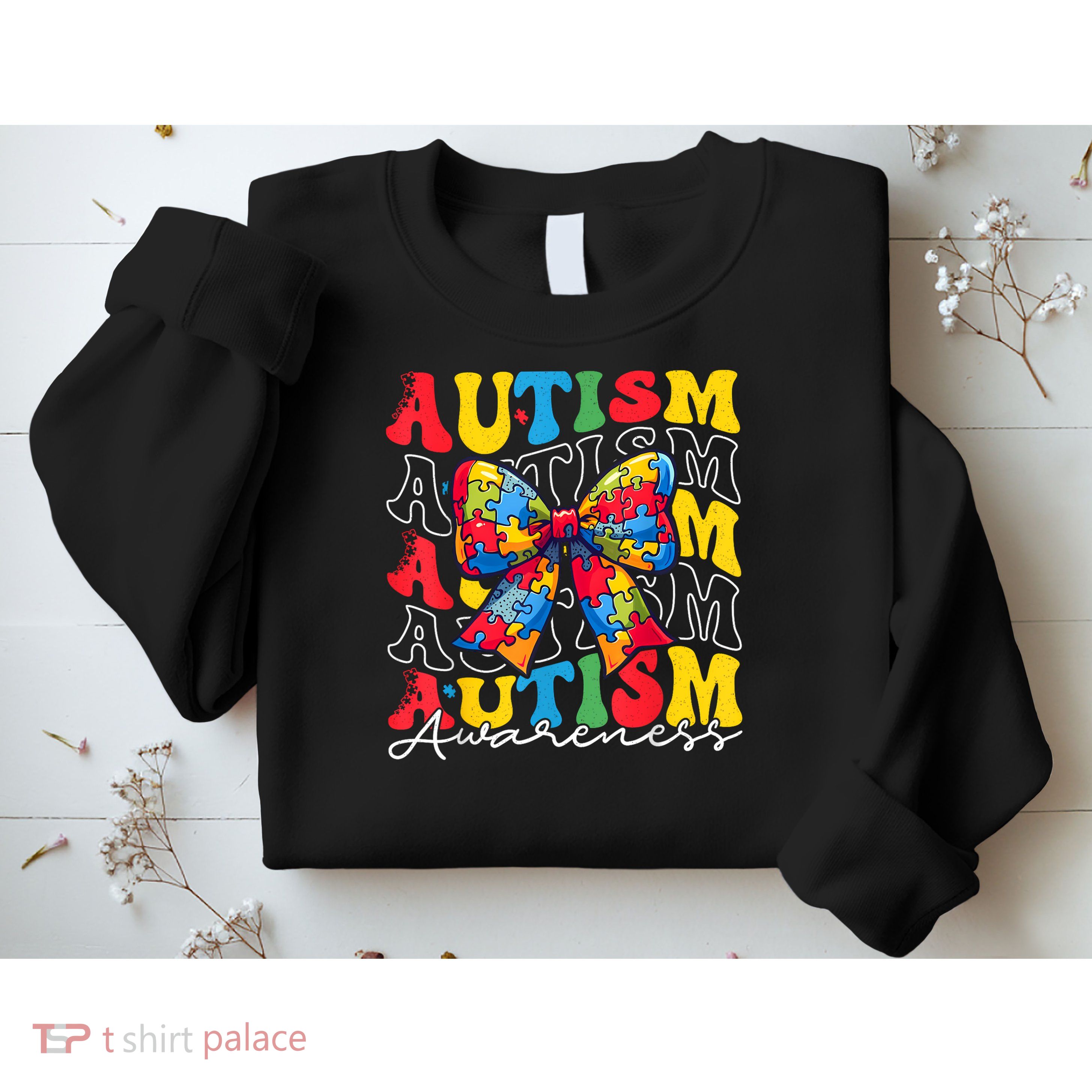 Puzzle Autism Awareness Coquette Bow Autism Awareness Day Sweatshirt