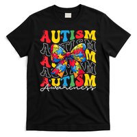 Puzzle Autism Awareness Coquette Bow Autism Awareness Day T-Shirt
