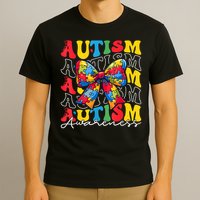Puzzle Autism Awareness Coquette Bow Autism Awareness Day T-Shirt