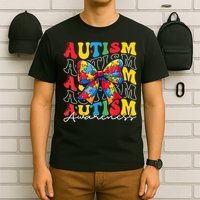 Puzzle Autism Awareness Coquette Bow Autism Awareness Day T-Shirt
