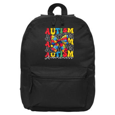 Puzzle Autism Awareness Coquette Bow Autism Awareness Day 16 in Basic Backpack