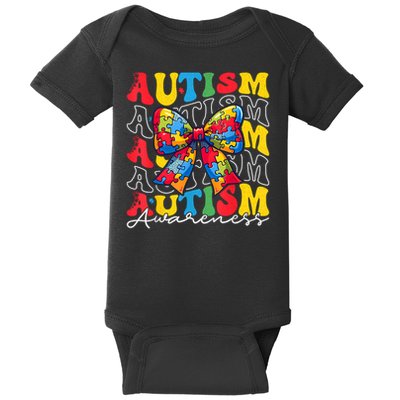 Puzzle Autism Awareness Coquette Bow Autism Awareness Day Baby Bodysuit