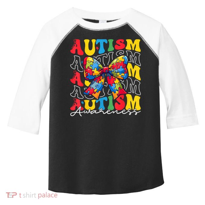 Puzzle Autism Awareness Coquette Bow Autism Awareness Day Toddler Fine Jersey T-Shirt