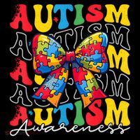 Puzzle Autism Awareness Coquette Bow Autism Awareness Day Womens T-Shirt
