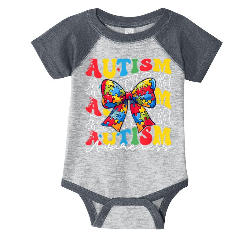 Puzzle Autism Awareness Coquette Bow Autism Awareness Day Infant Baby Jersey Bodysuit