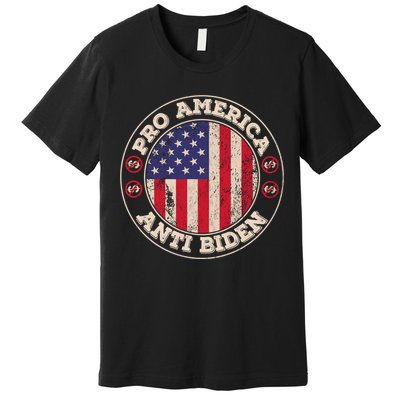Pro America Anti Biden Flag Usa Impeach Joe Biden Anti Biden Premium T-Shirt