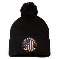 Pro America Anti Biden Flag Usa Impeach Joe Biden Anti Biden Pom Pom 12in Knit Beanie