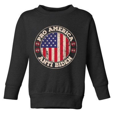 Pro America Anti Biden Flag Usa Impeach Joe Biden Anti Biden Toddler Sweatshirt
