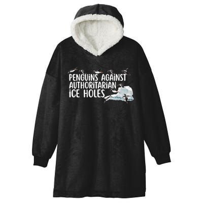  Penguins Against Authoritarian Ice Holes Sarcastic Hooded Wearable Blanket