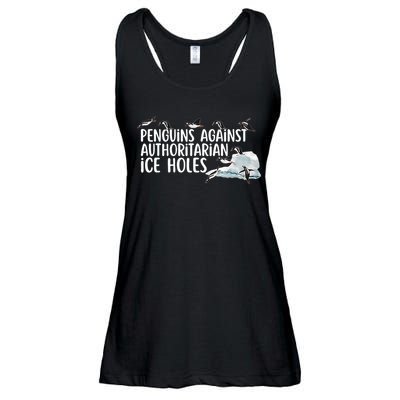  Penguins Against Authoritarian Ice Holes Sarcastic Ladies Essential Flowy Tank