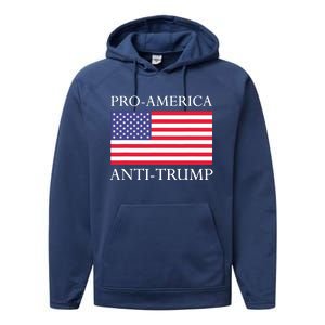 Pro America Antitrump S American Usa Flag Performance Fleece Hoodie