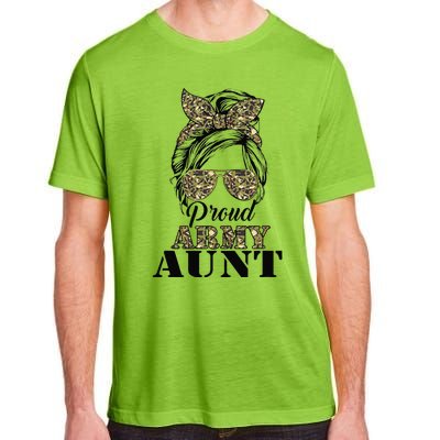 Proud Army Aunt Camouflage Messy Bun Soldier Mother's Day Adult ChromaSoft Performance T-Shirt