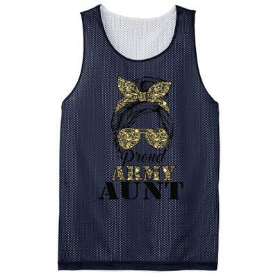 Proud Army Aunt Camouflage Messy Bun Soldier Mother's Day Mesh Reversible Basketball Jersey Tank