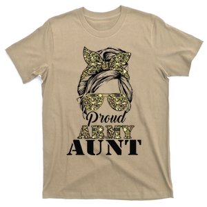 Proud Army Aunt Camouflage Messy Bun Soldier Mother's Day T-Shirt