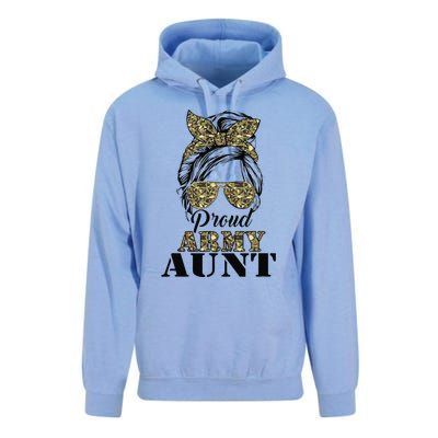 Proud Army Aunt Camouflage Messy Bun Soldier Mother's Day Unisex Surf Hoodie