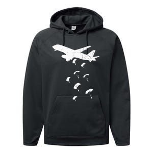 Paratrooper Army Airborne Parachute Jump Paratroops Performance Fleece Hoodie