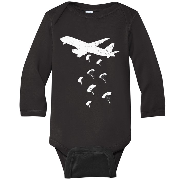 Paratrooper Army Airborne Parachute Jump Paratroops Baby Long Sleeve Bodysuit