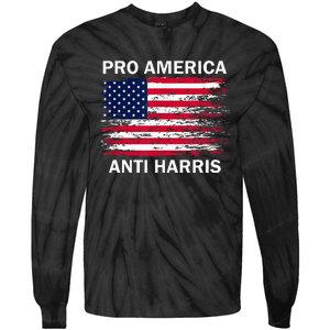 Pro America Anti Kamala Flag Kamala Harris Anti Harris Tie-Dye Long Sleeve Shirt