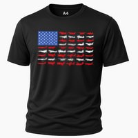 Pilot Airplane American Flag Plane Aviation Short Sleeve Cooling Performance Crew T-Shirt