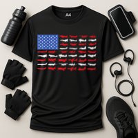 Pilot Airplane American Flag Plane Aviation Short Sleeve Cooling Performance Crew T-Shirt