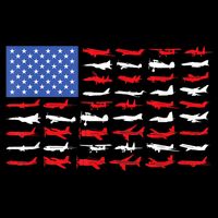 Pilot Airplane American Flag Plane Aviation Short Sleeve Cooling Performance Crew T-Shirt