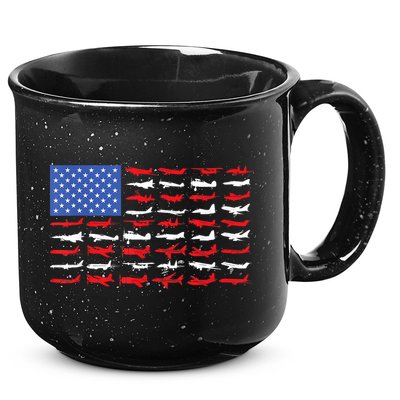 Pilot Airplane American Flag Plane Aviation Short Sleeve 15oz Campfire Ceramic Mug