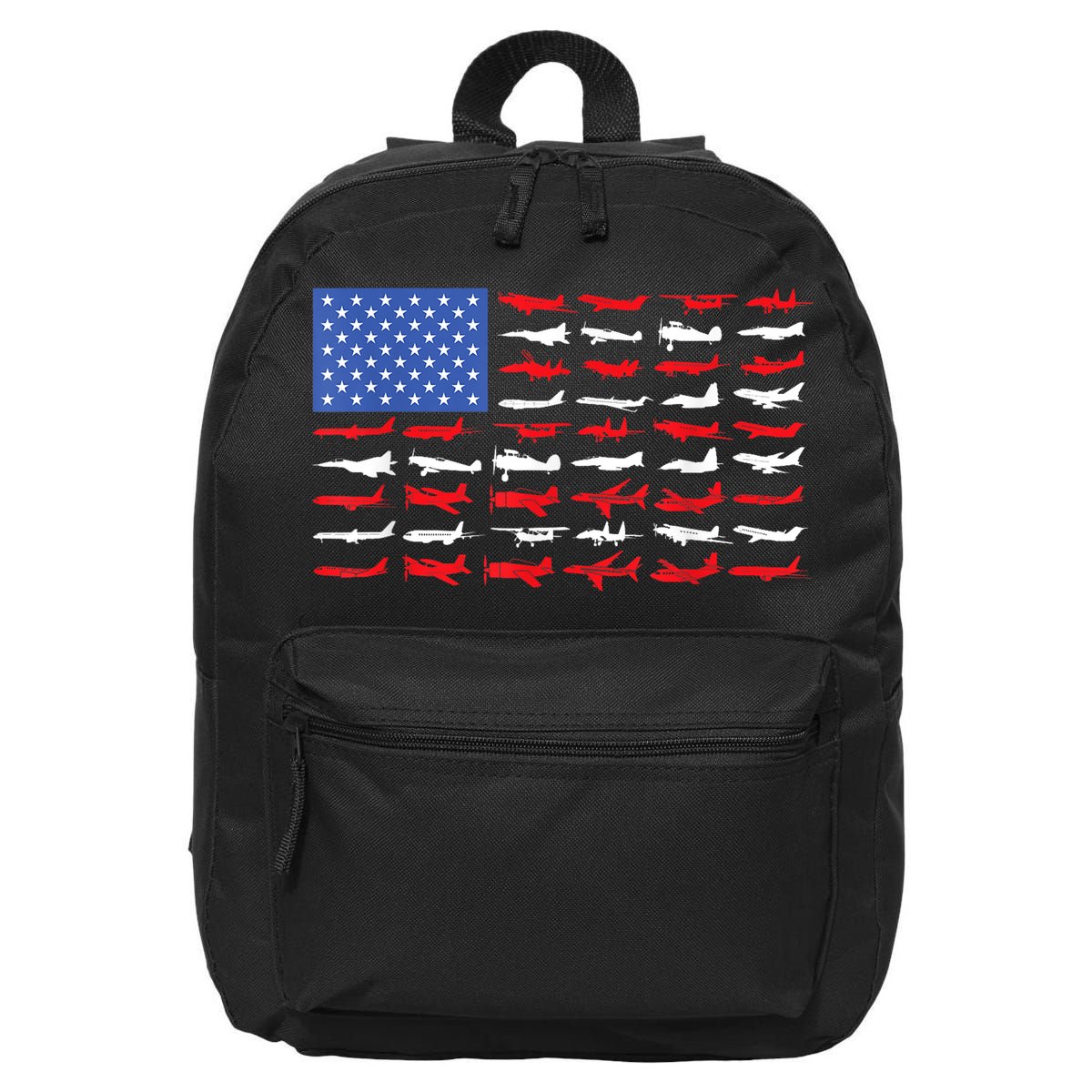 Pilot Airplane American Flag Plane Aviation Short Sleeve 16 in Basic Backpack