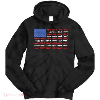 Pilot Airplane American Flag Plane Aviation Short Sleeve Tie Dye Hoodie