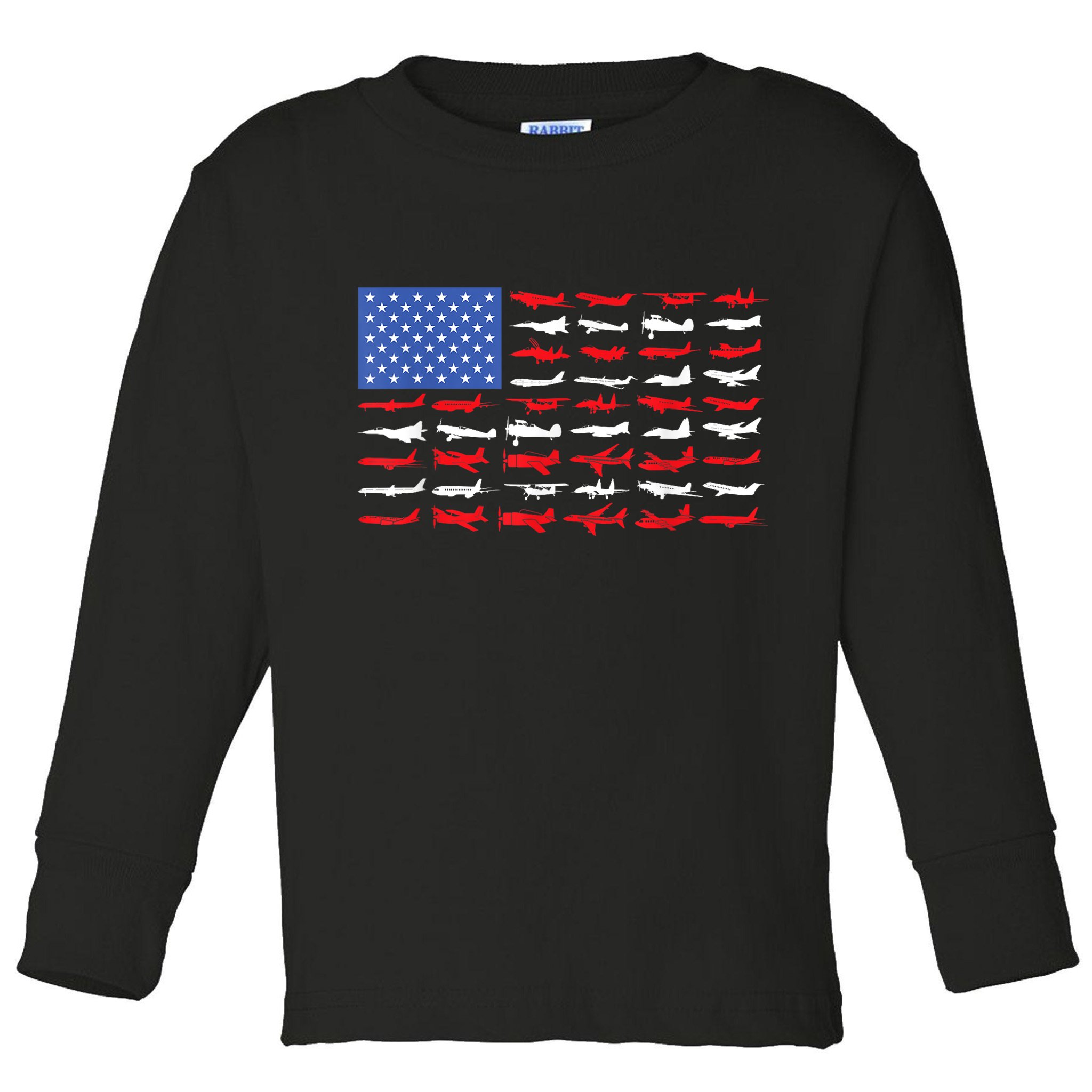 Pilot Airplane American Flag Plane Aviation Short Sleeve Toddler Long Sleeve Shirt