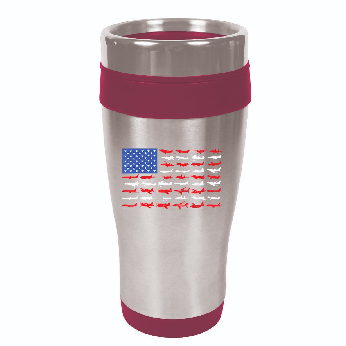 Pilot Airplane American Flag Plane Aviation Short Sleeve 16oz Travel Tumbler