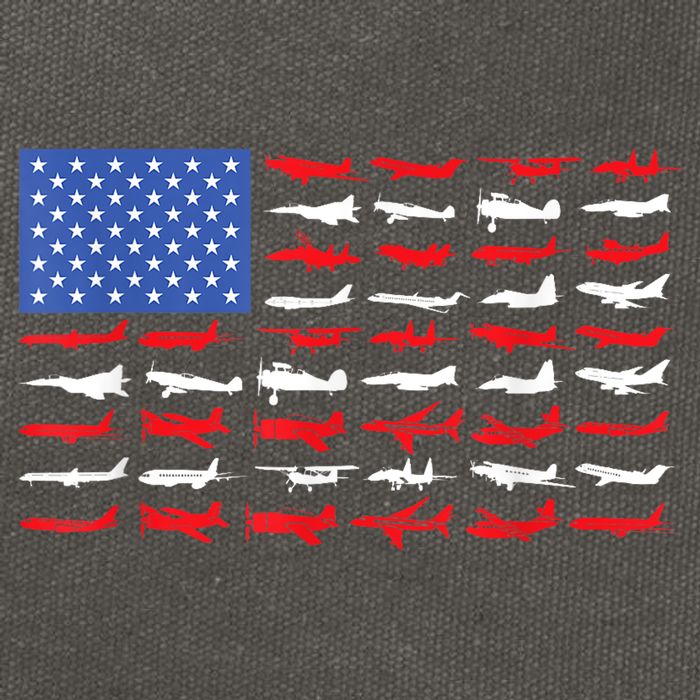 Pilot Airplane American Flag Plane Aviation Short Sleeve Cotton Canvas Backpack
