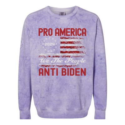 Proamerica Antibiden American Usa Flag Funny Gift Colorblast Crewneck Sweatshirt