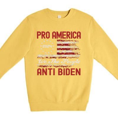 Proamerica Antibiden American Usa Flag Funny Gift Premium Crewneck Sweatshirt