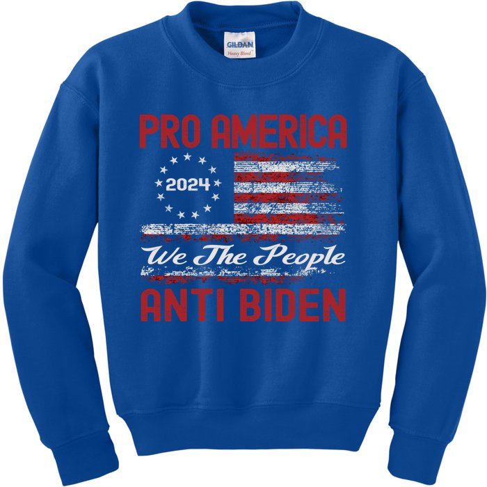 Proamerica Antibiden American Usa Flag Funny Gift Kids Sweatshirt