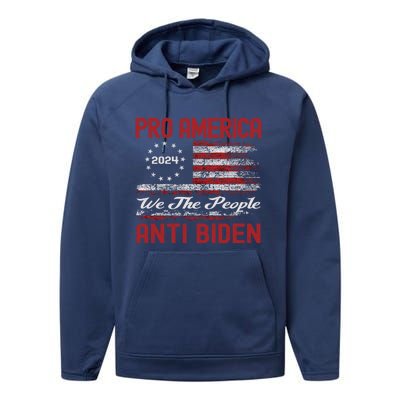 Proamerica Antibiden American Usa Flag Funny Gift Performance Fleece Hoodie